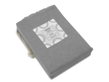 Простыня Tkano Essential серая (хлопковый трикотаж) на резинке 160х200