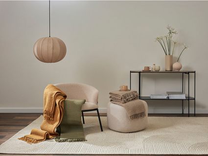 Плед Tkano Essential из шерсти бежево-серый 130х180