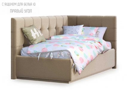 Кровать Nuvola Sabina угловая Velutto 22 (с подъемным механизмом) 120х190